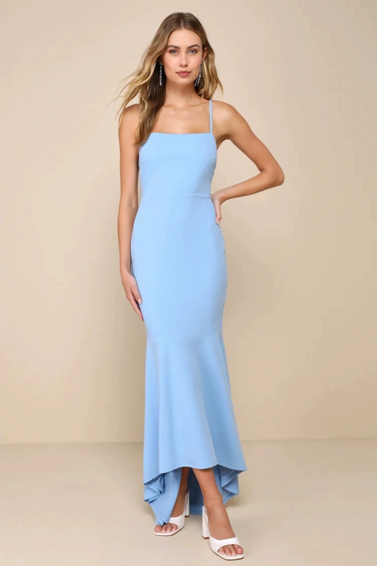 light blue mermaid  midi dress