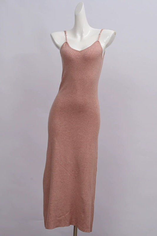 V-neck waist cinched slip dress