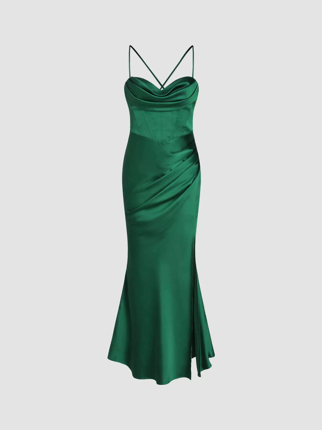 satin high slit long dress