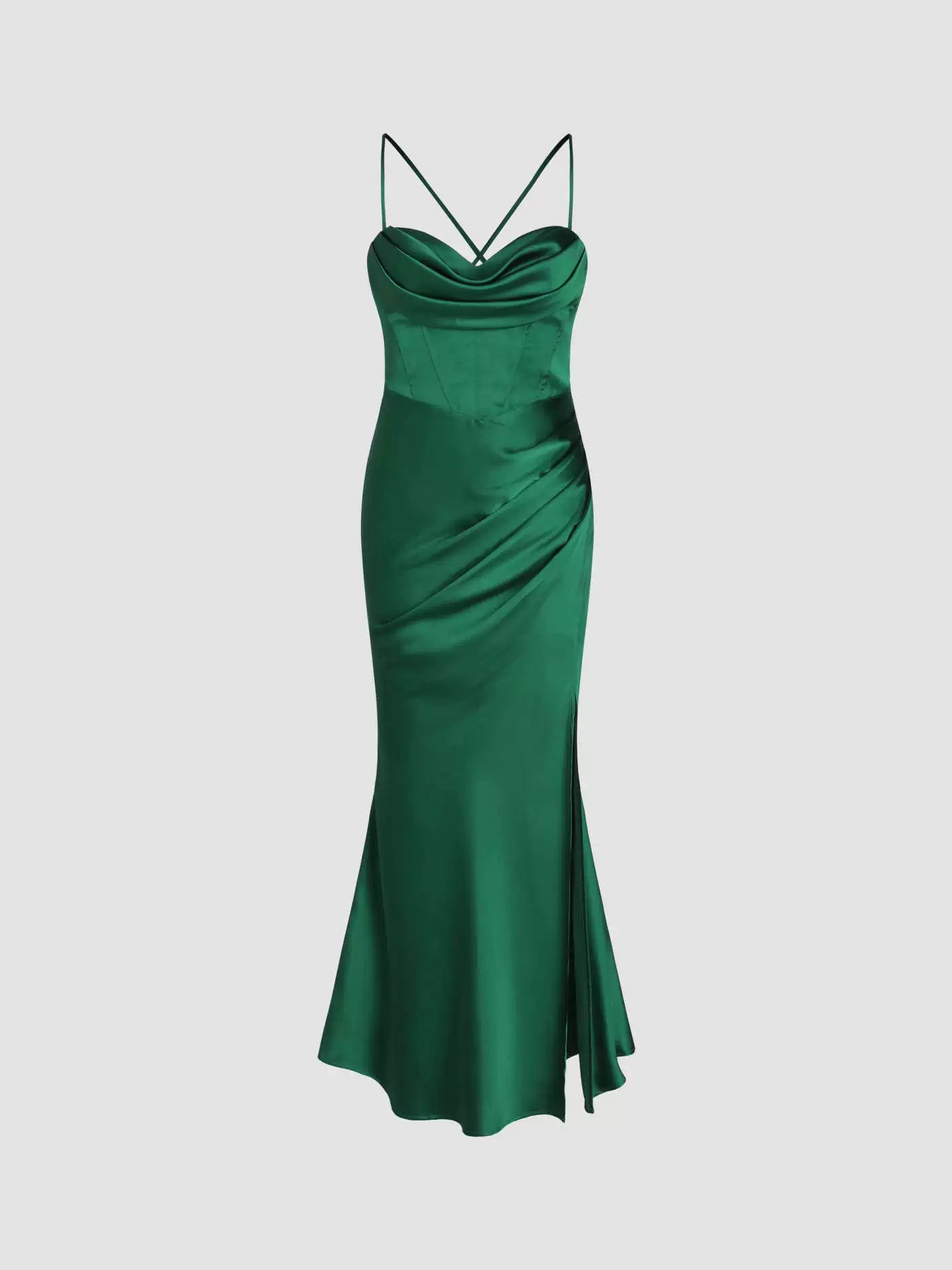 satin high slit long dress