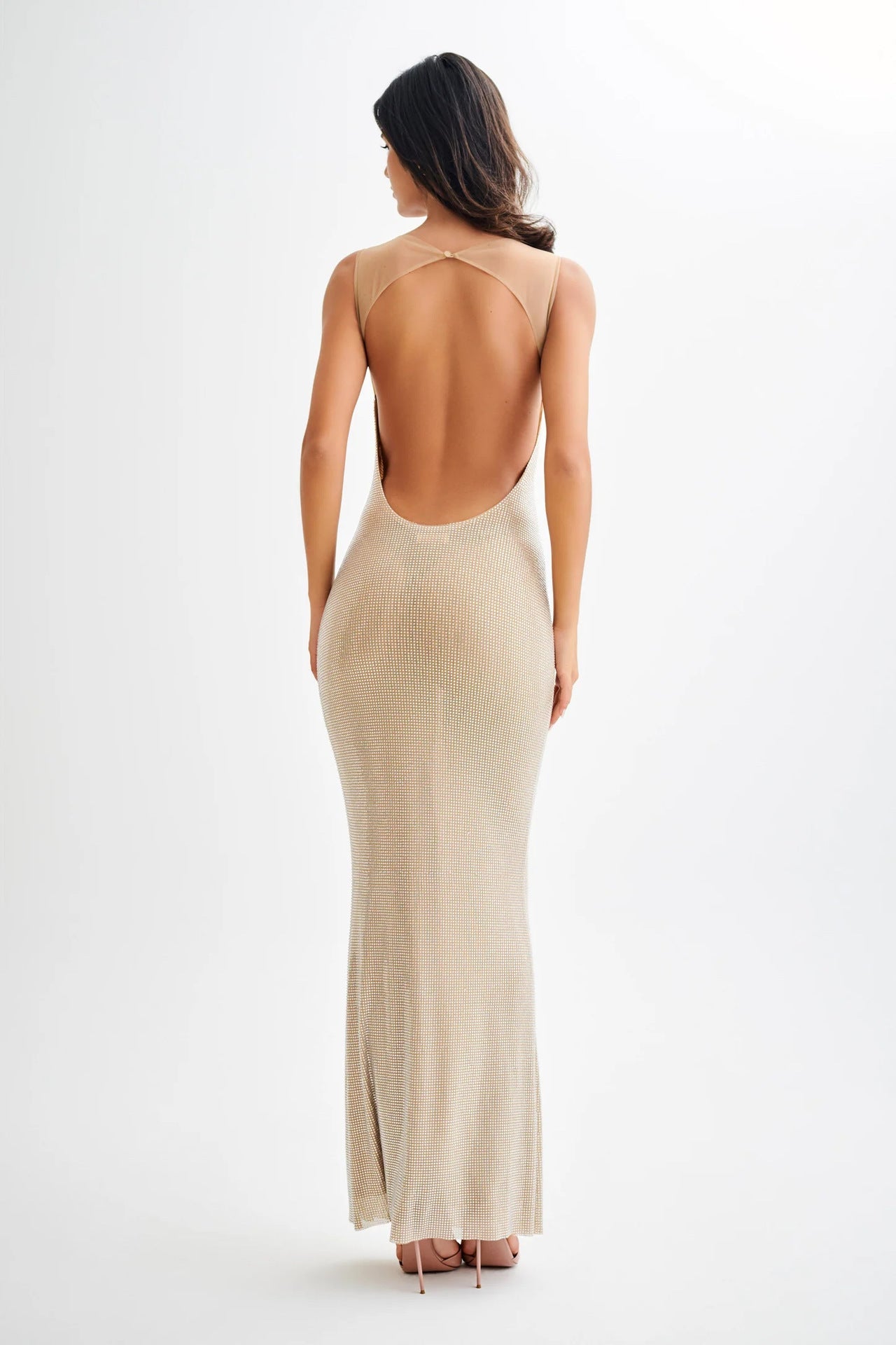 Hot Diamond Hip Skirt Open Back Dress
