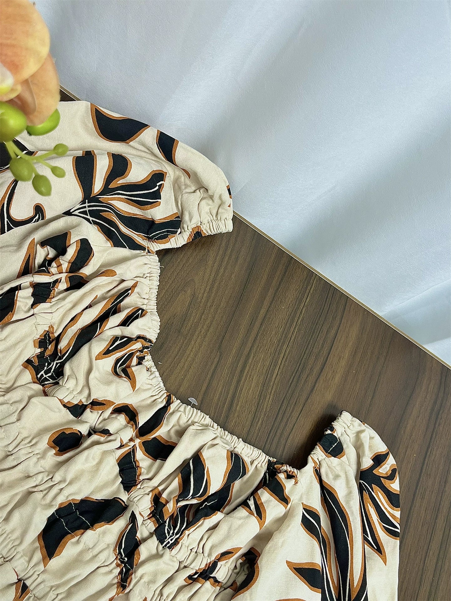 black square collar long sleeve dress