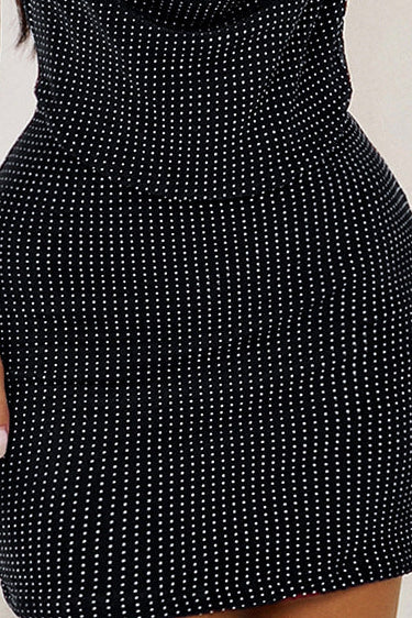 black halterneck v neck hip mini dress