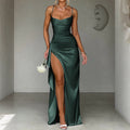 green suspender wrap maxi dress