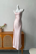 pink backless maxi dress