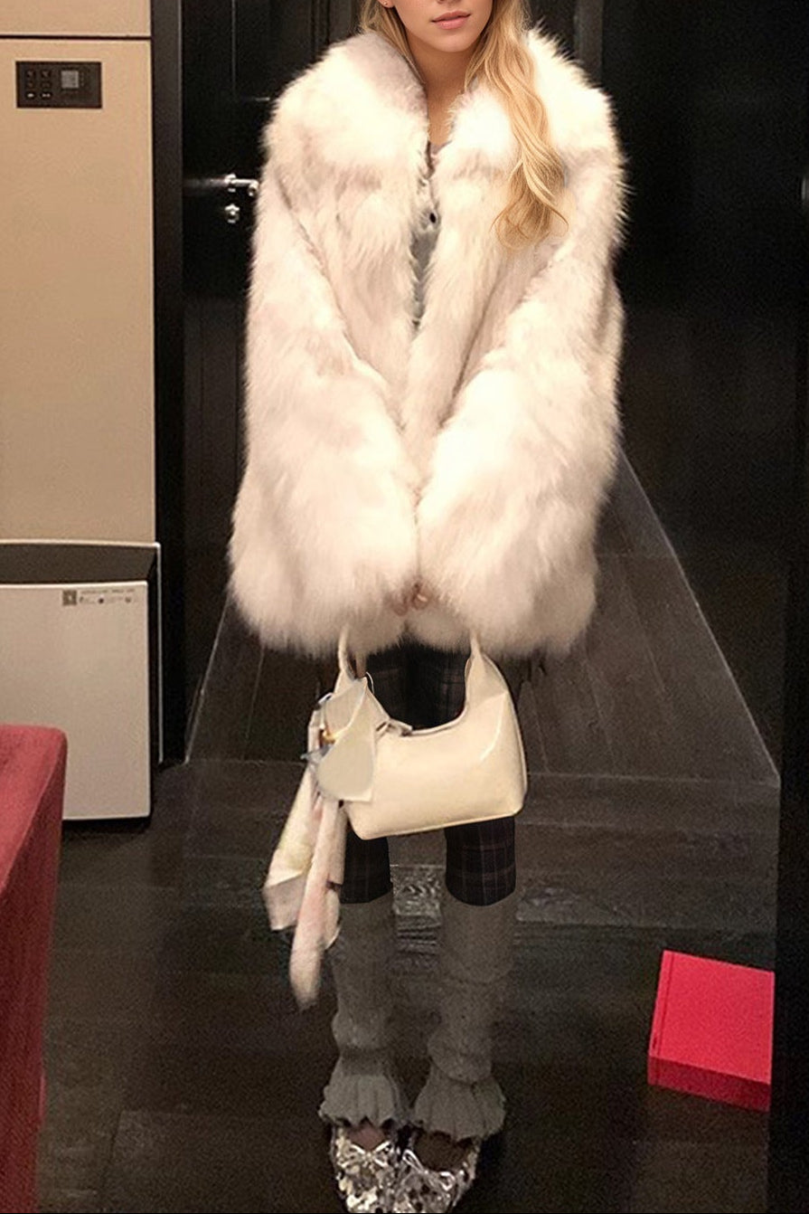 imitation fox fur thickened jacket