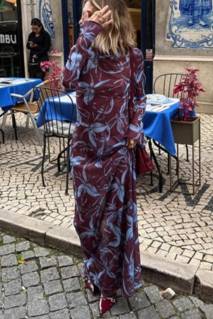 Long Sleeve Printed maxi dress