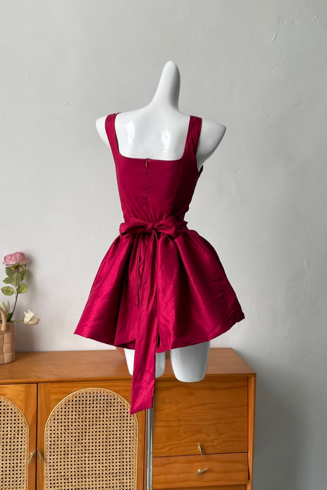 red camisole sleeveless dress