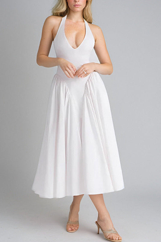 White V-neck spaghetti strap dress