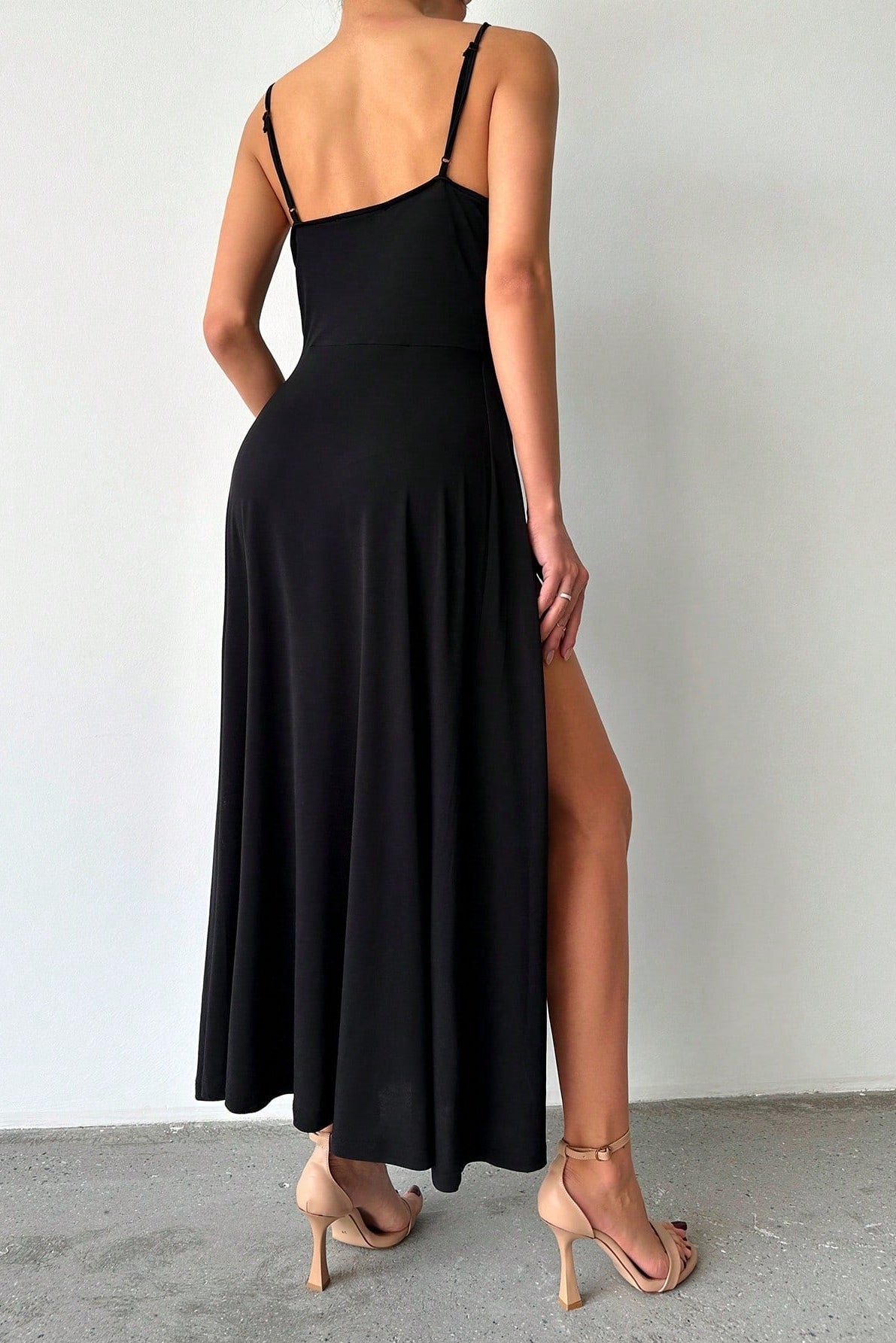 balck Spaghetti strap midi dress