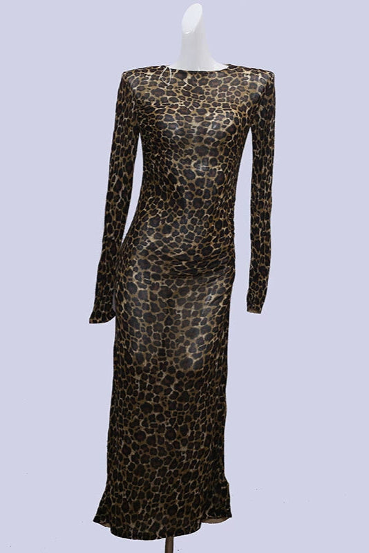 eopard print mesh dress