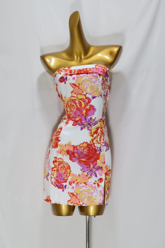 wrap corsage mini dress