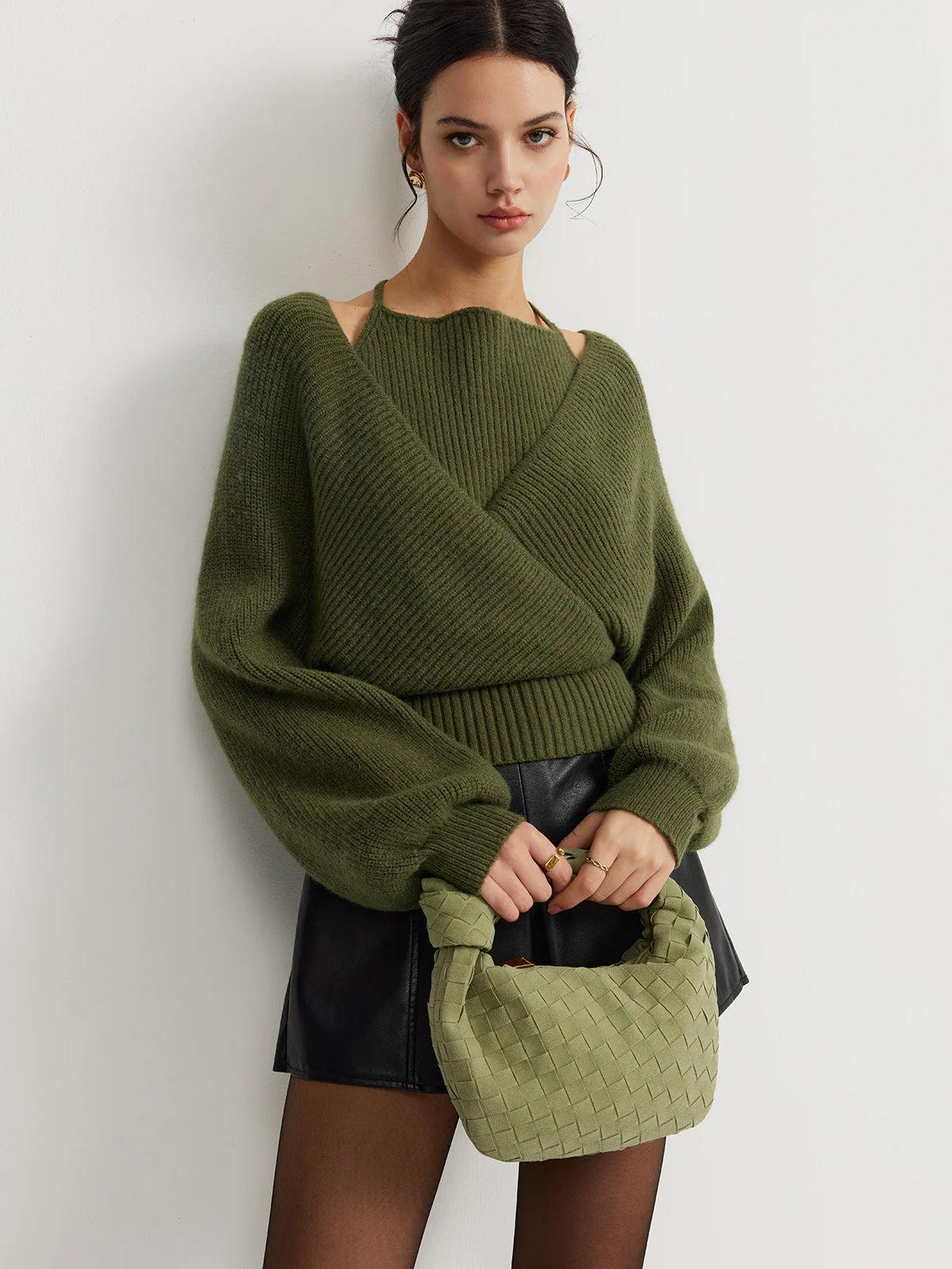 V-neck fake Shirt collar knitted sweaters