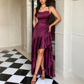 red wine suspender slits maxi dress
