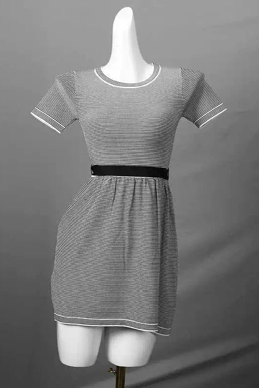 crew neck striped  knitted dress