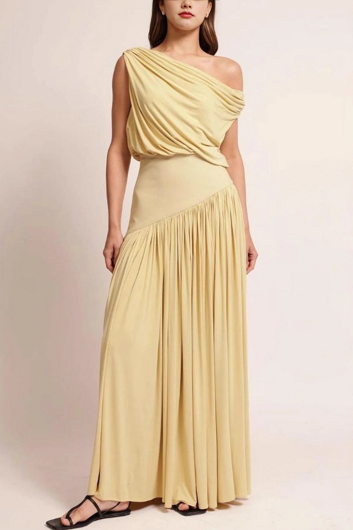 yellow Off-the-Shoulder maxi Dress