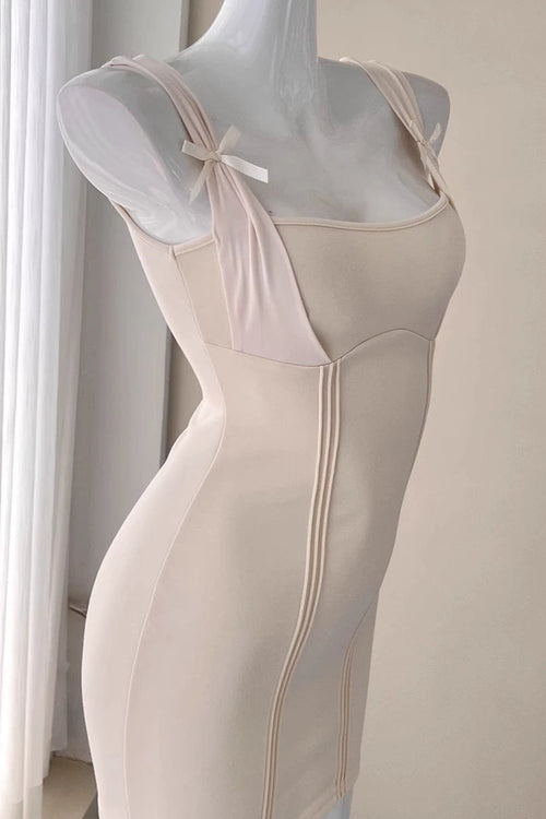 bow pleated slip dress