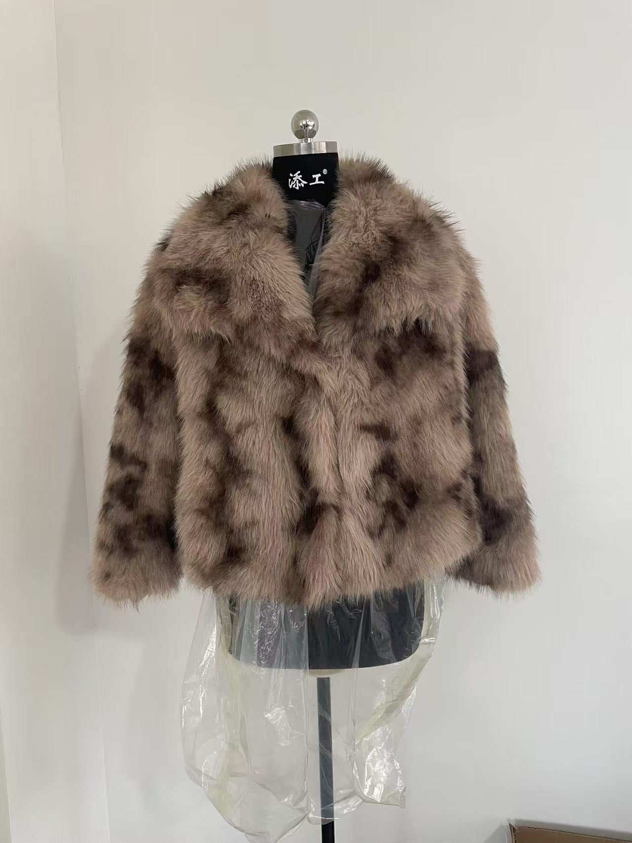 imitation fur large lapel tops wool loose