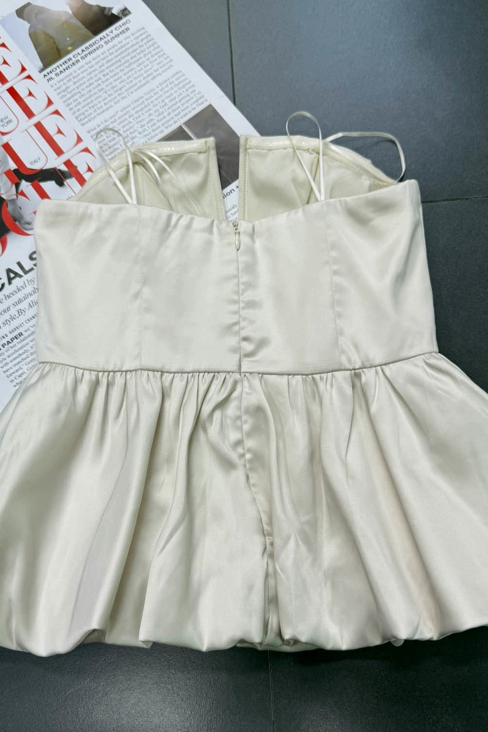 white satin bandeau flower bud small top