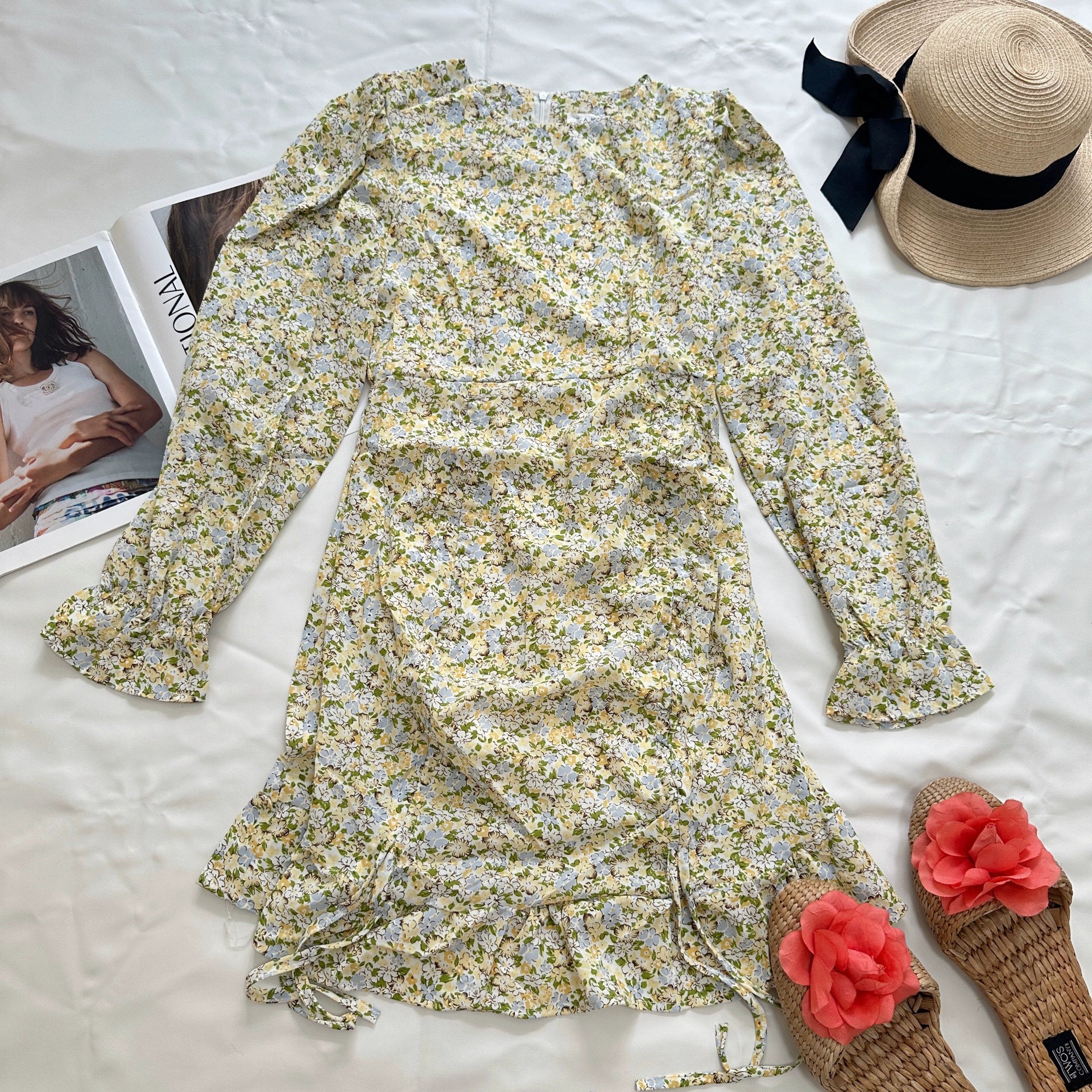 Long Sleeve  Print mini Dress