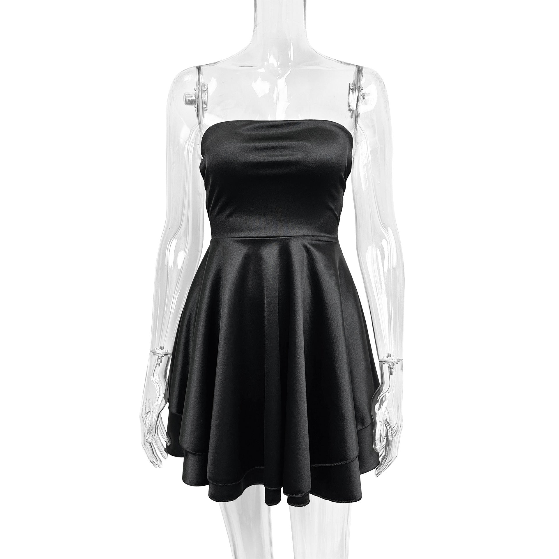 Backless strapless asymmetrical mini dress