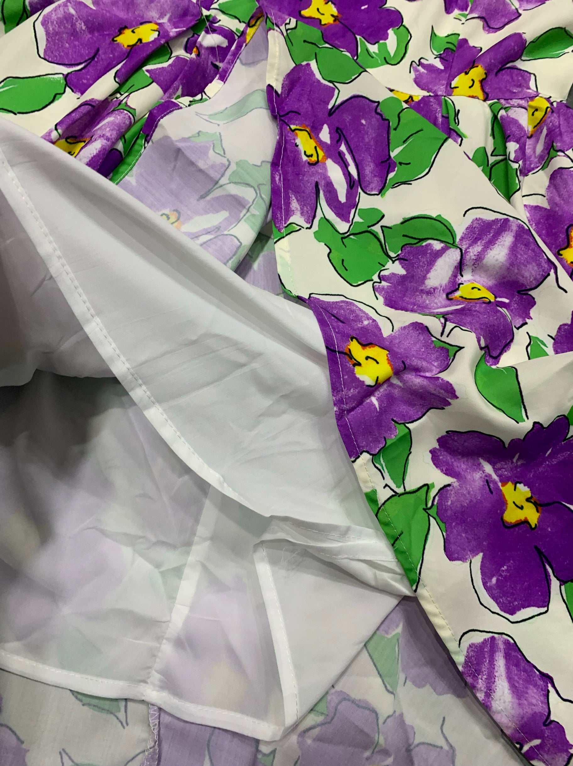 Purple floral printed mini dress