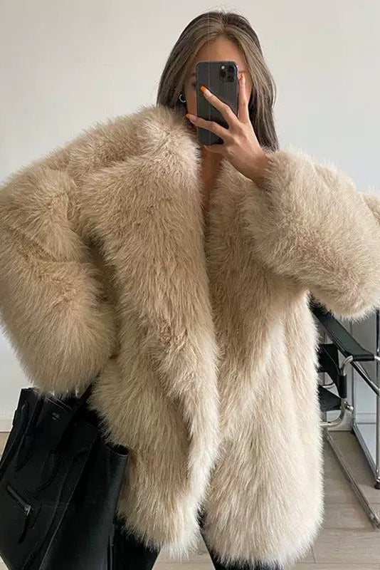 Mid-length fur imitation coat