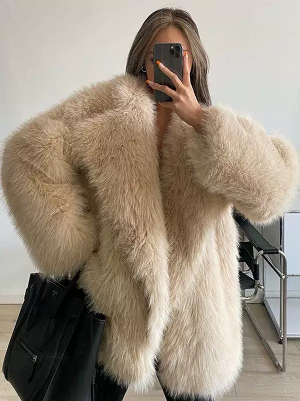 Mid-length fur imitation coat