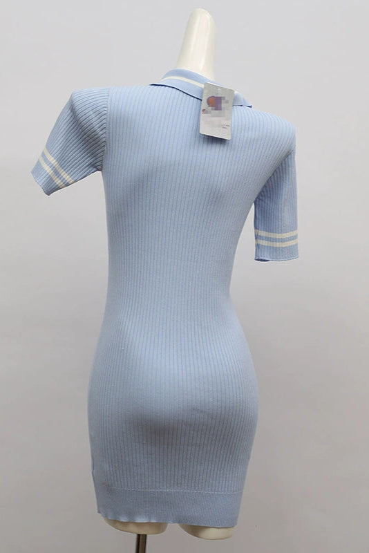 knitted short-sleeved hip-hugging dresses