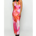 V-neck printed halter dress