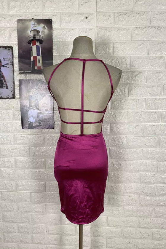 halterneck slim hip mini dress