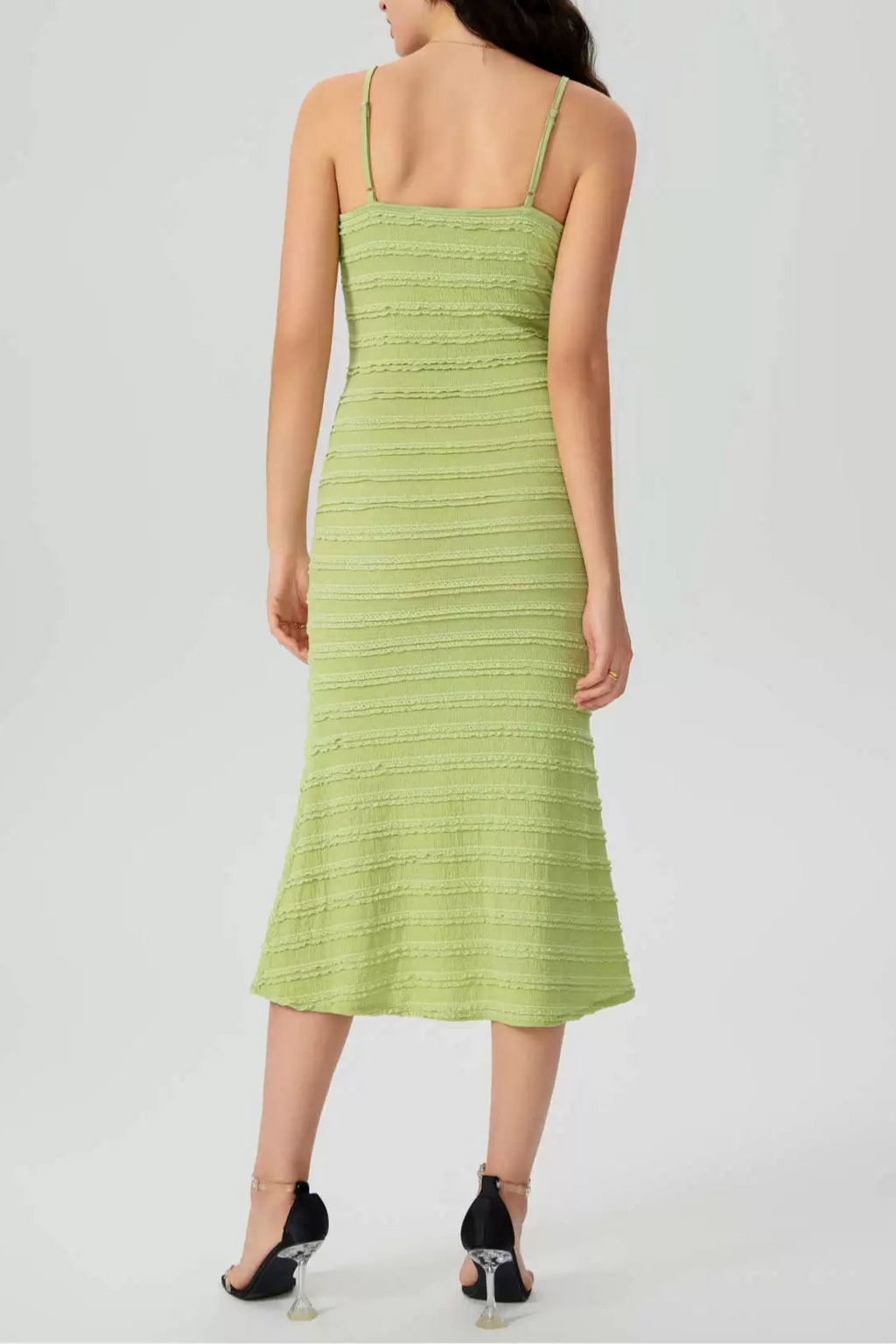 green striped knitted mermaid dress