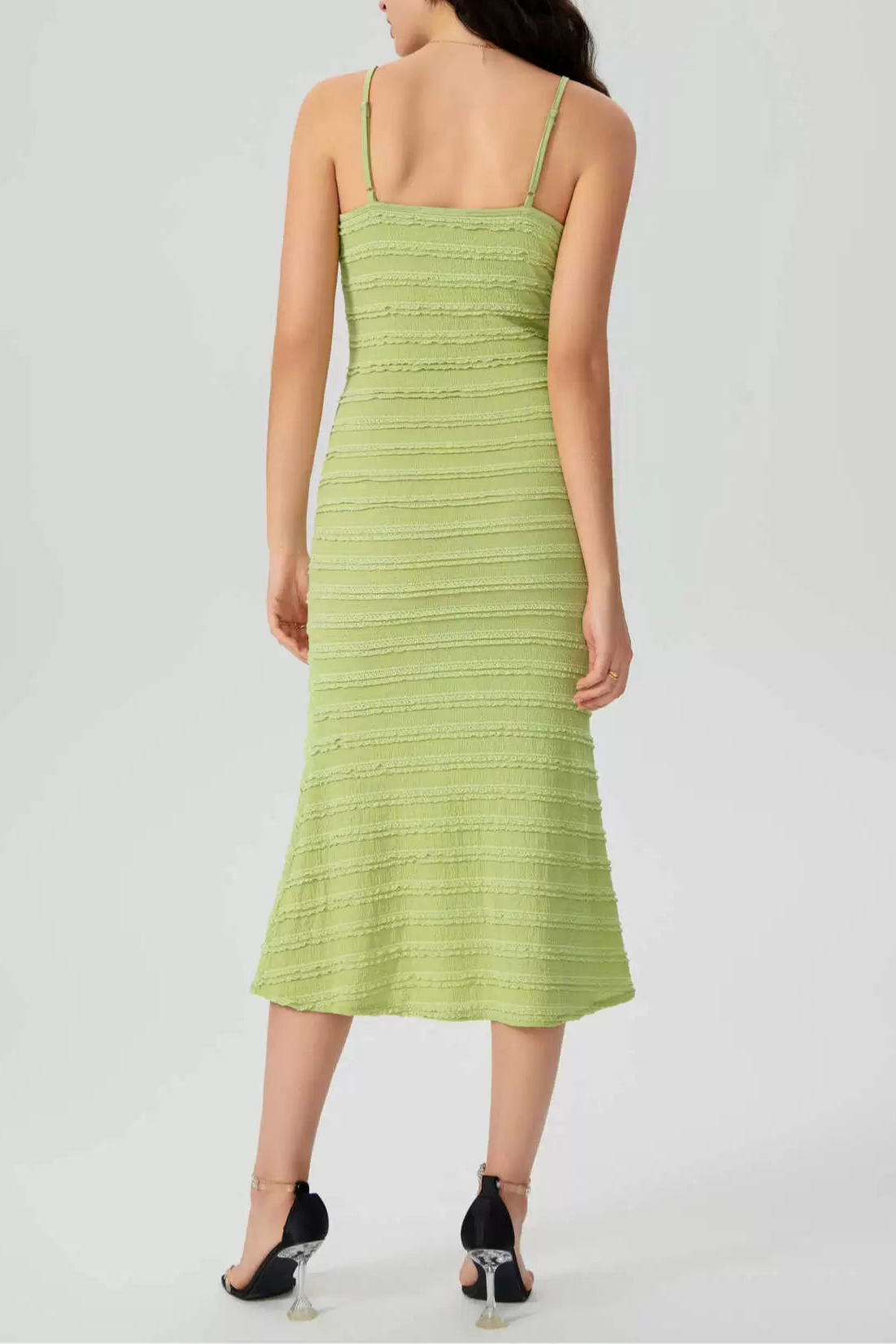 green striped knitted mermaid dress