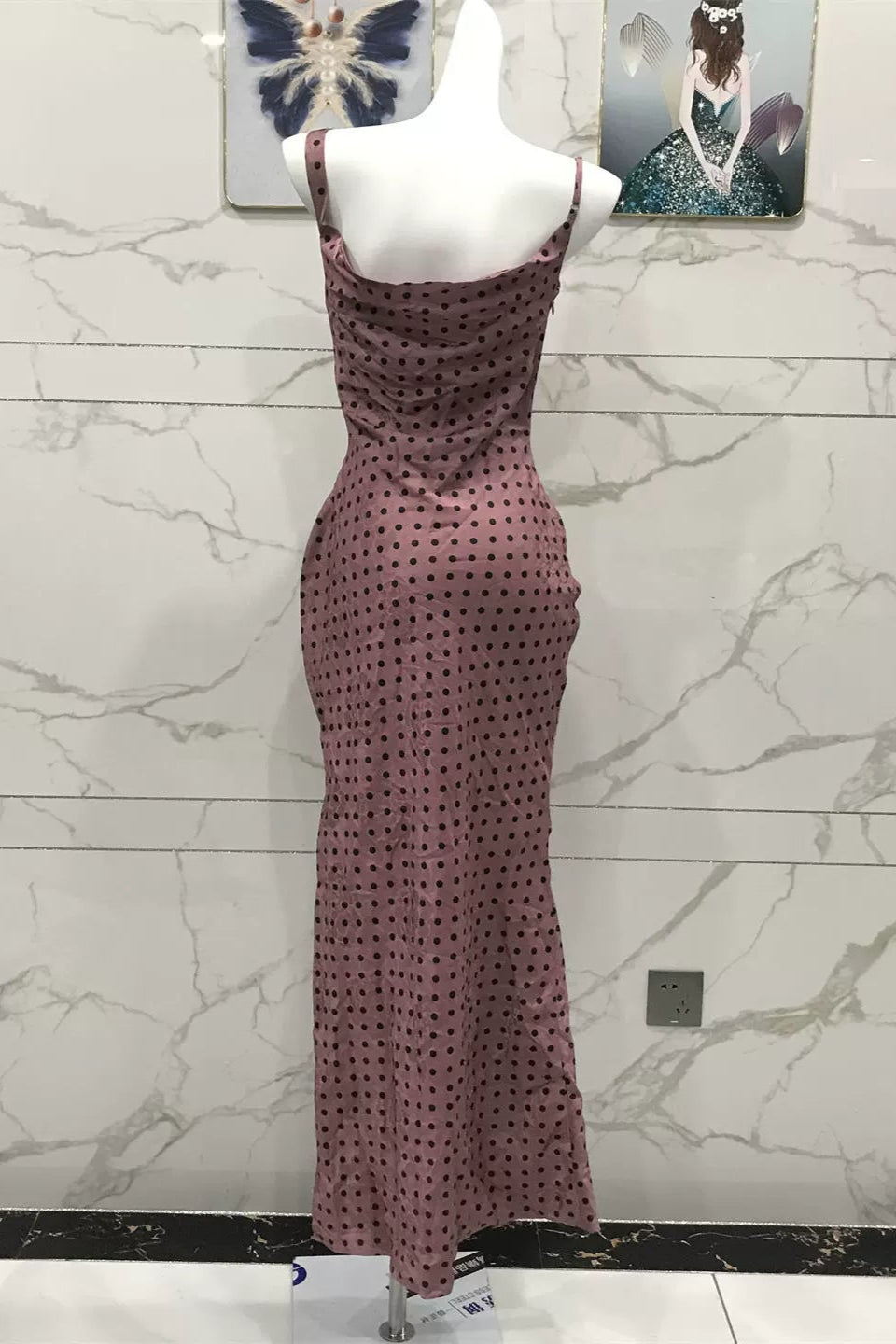 polka dot print swing collar dress