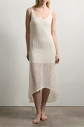 white hollow crochet camisole dress
