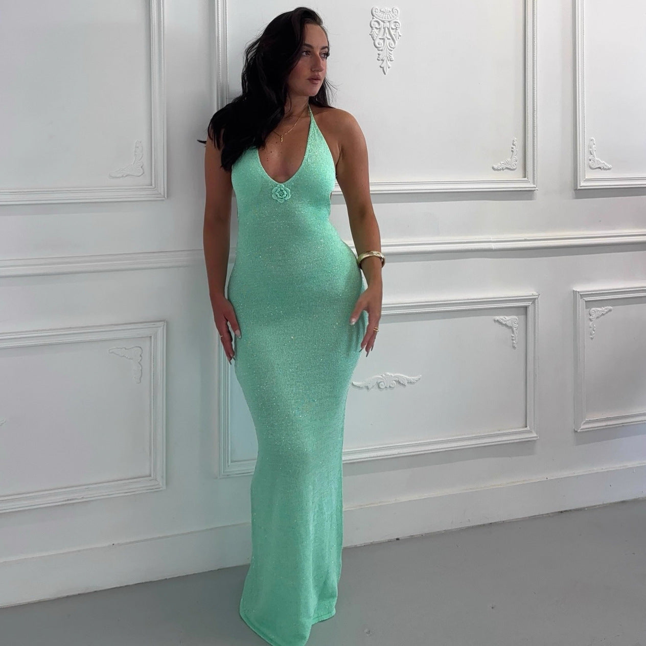 gloria green Floral Slip maxi Dress