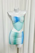 blue mesh bandeau two piecce set