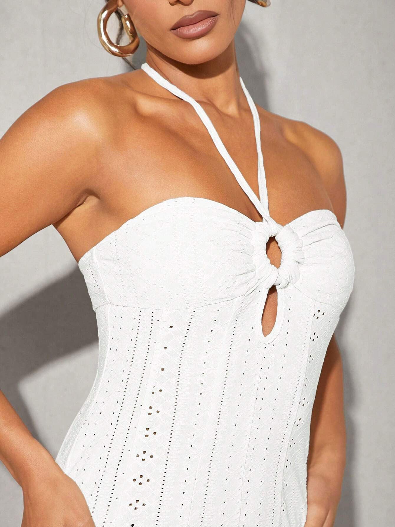 white halter neck maxi dress