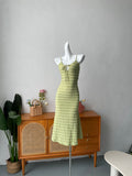 green striped knitted mermaid dress
