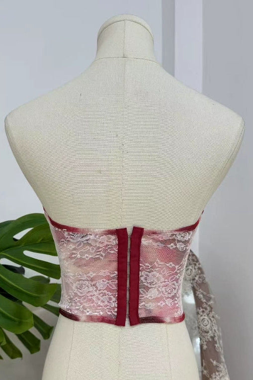 Lace Mesh Fishbone Corset Waist Shaping Top