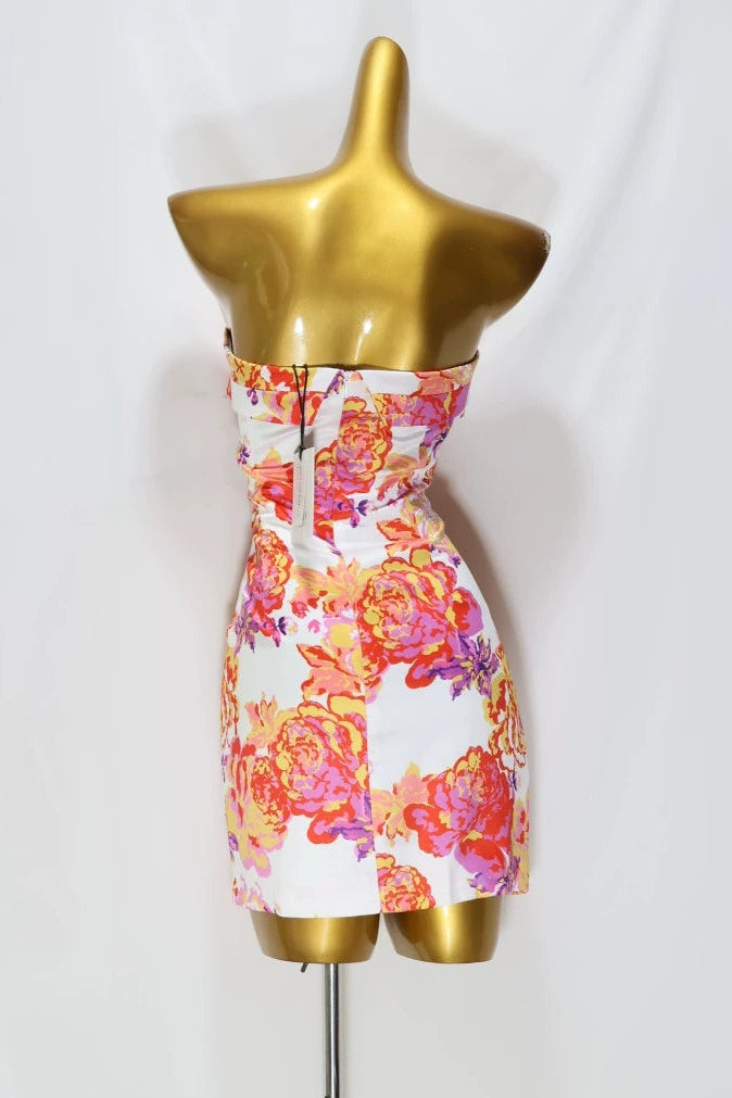 wrap corsage mini dress