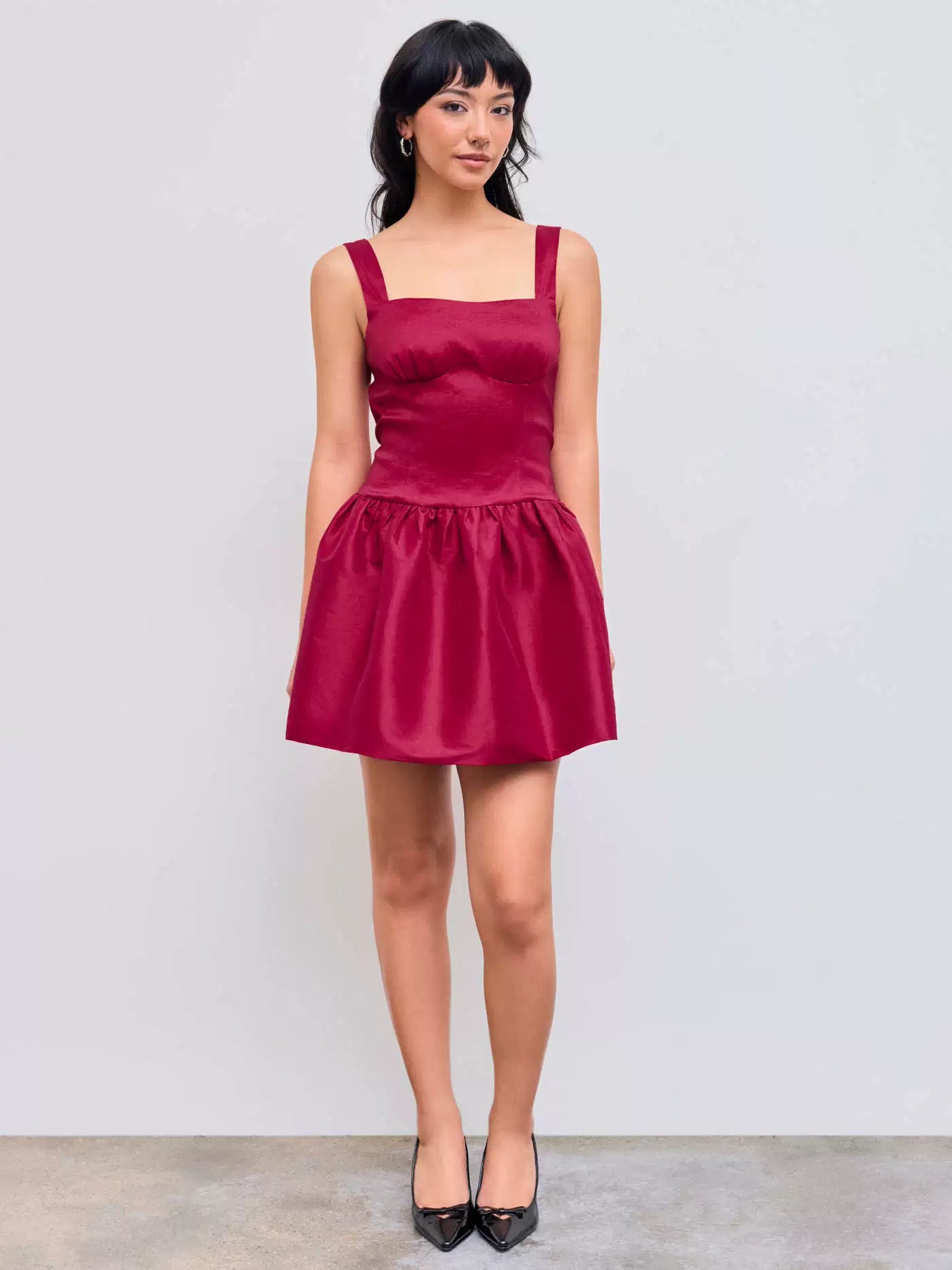 red camisole sleeveless dress