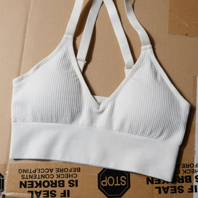 V-neck open-back breathable sporty daily yoga underwear bra