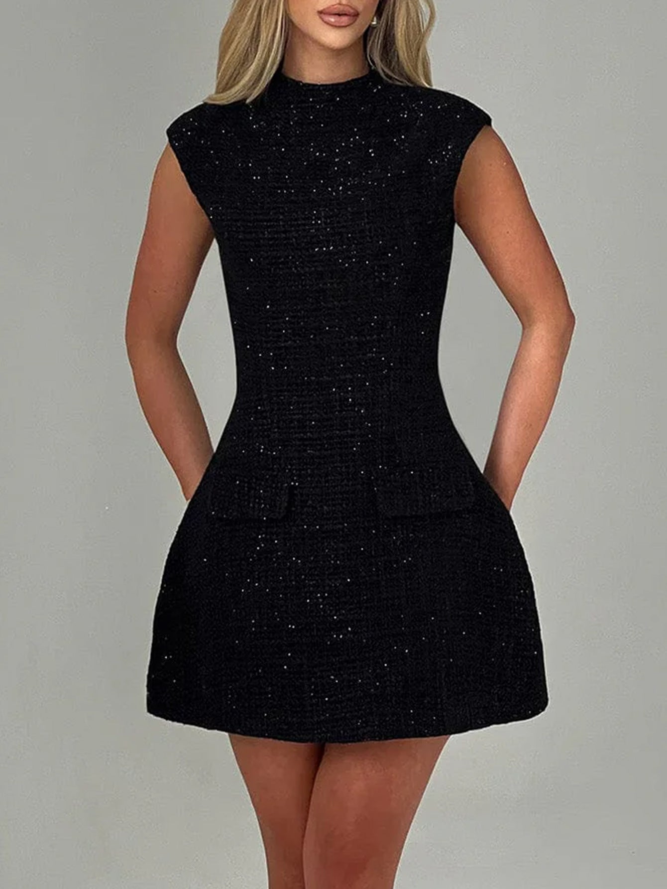 black strapless backless A-line mini dress