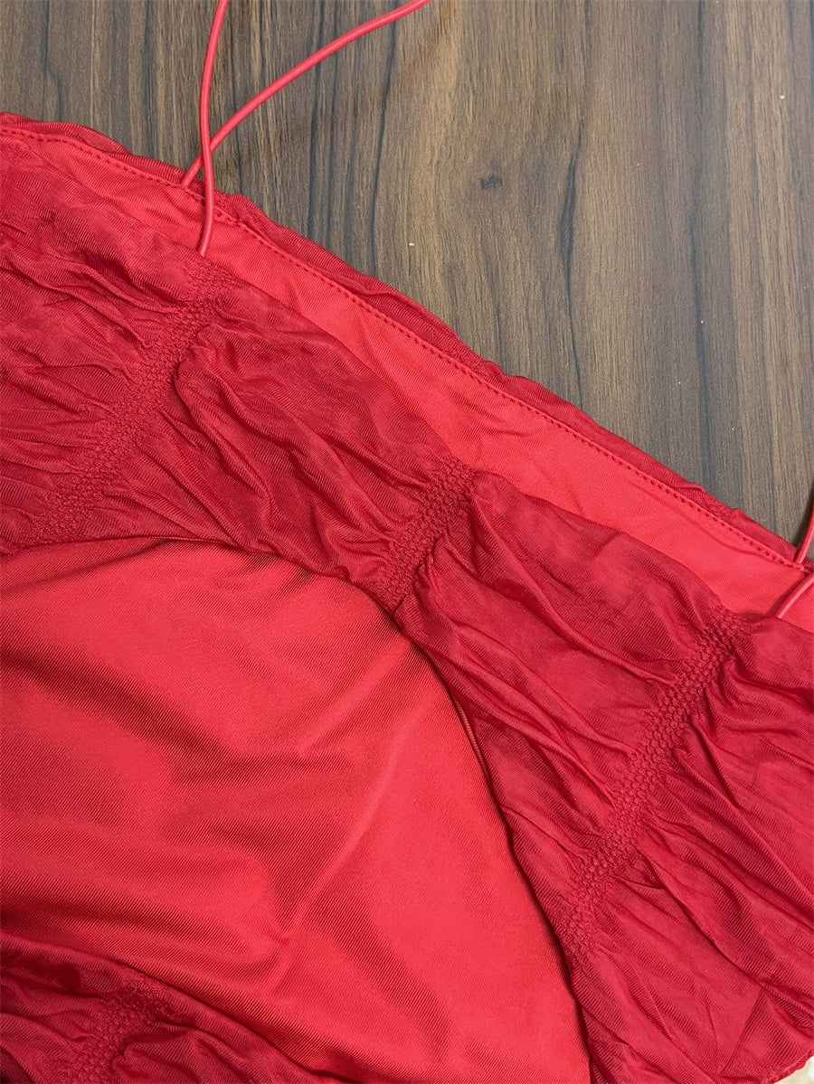mesh pleated multi-colored slip dress