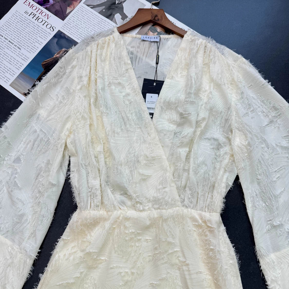 Cream apricot large flared sleeves mini dress