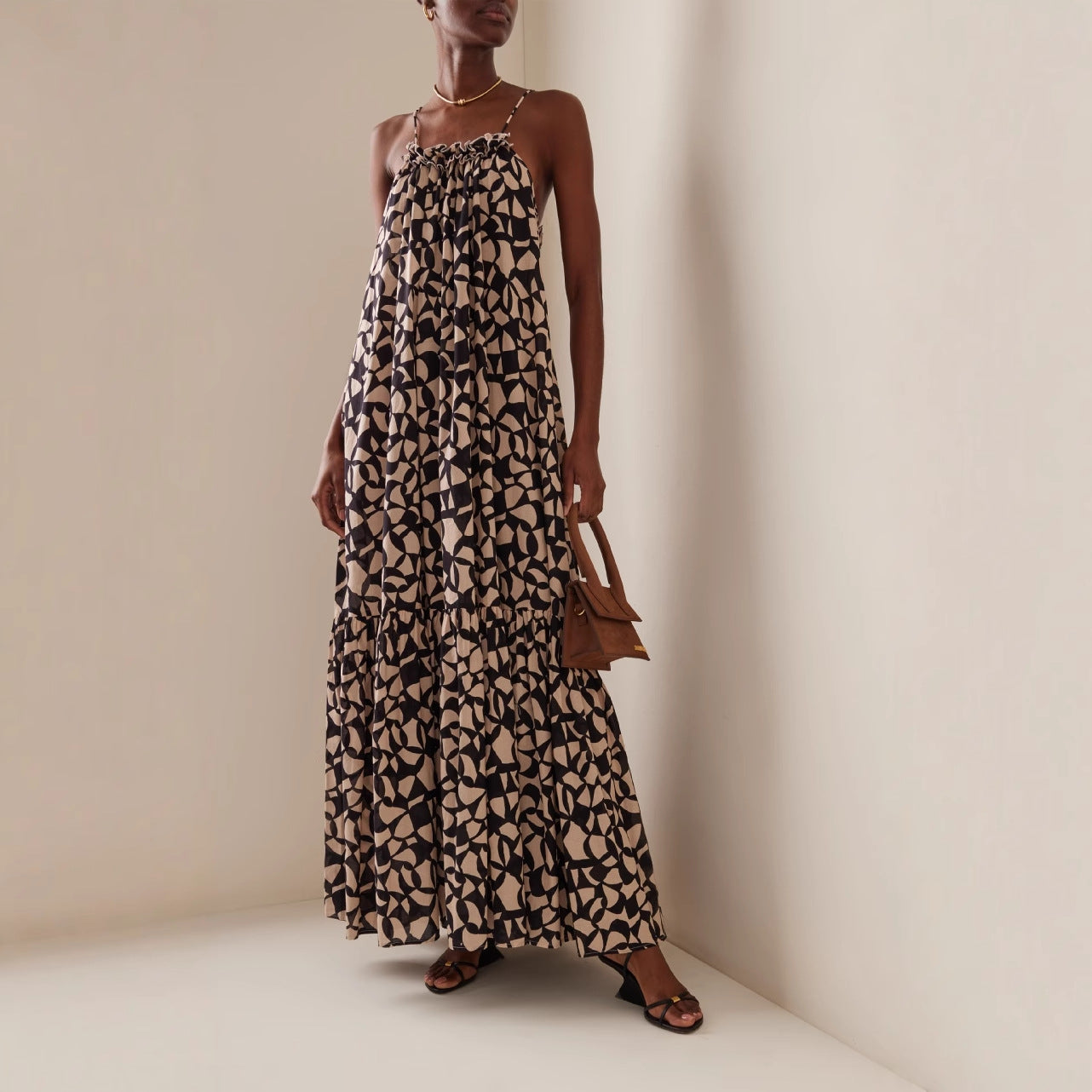 floral Printed backless slip maxi dress