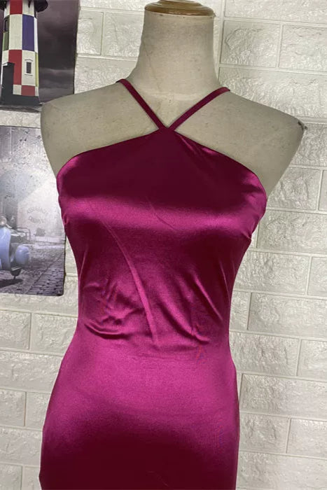 halterneck slim hip mini dress