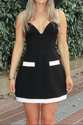 angela black V-neck slip mini dress