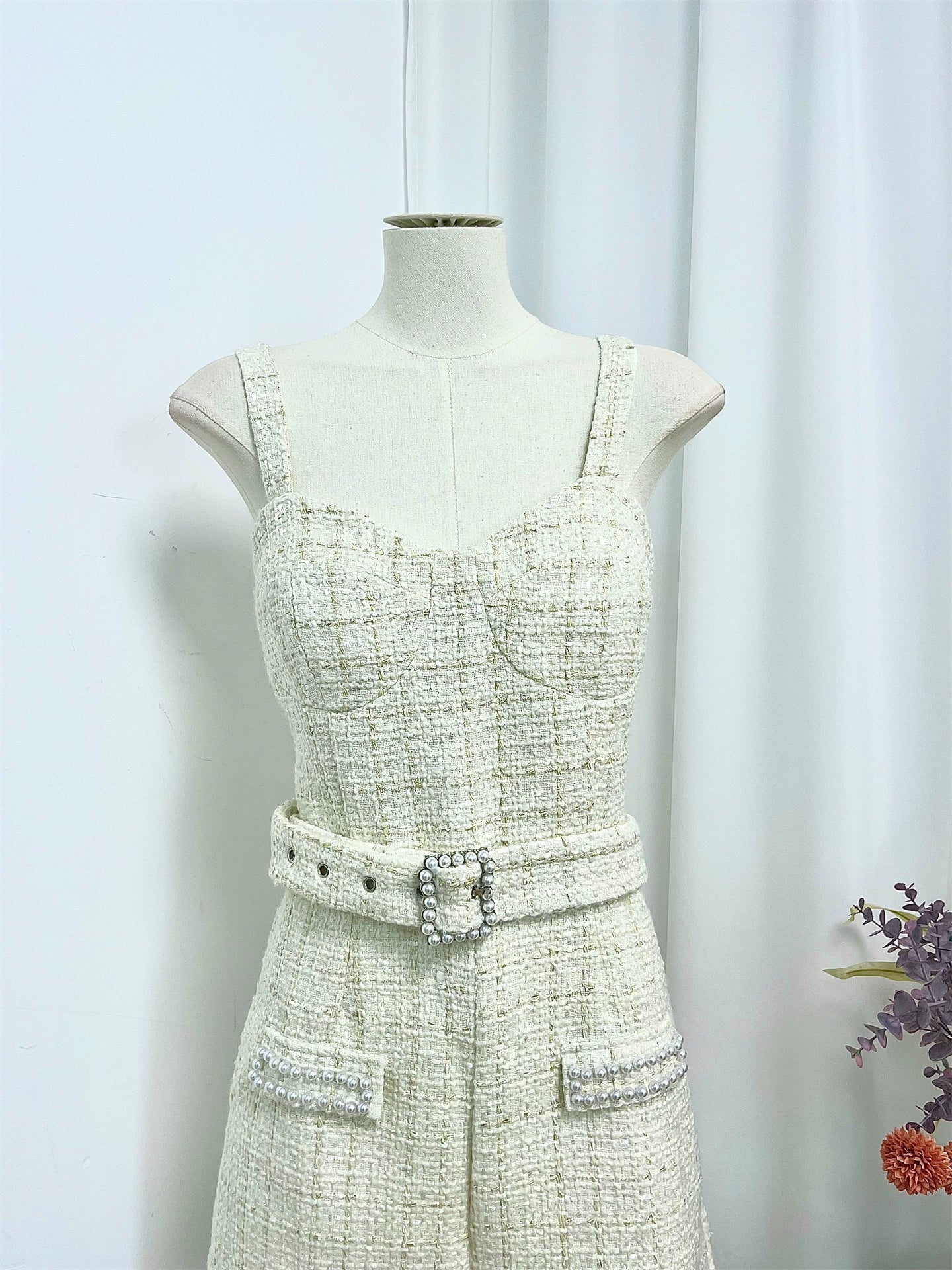 white belt strap jumpsuit
